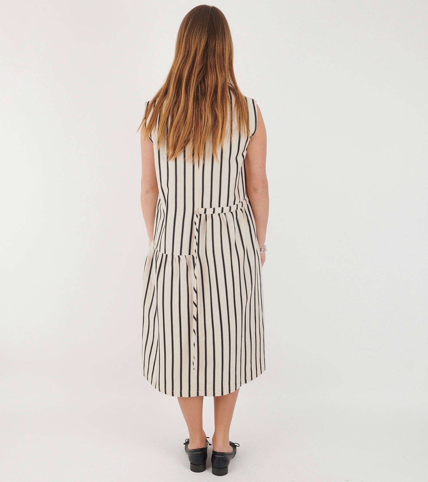 Mismatch Dress Creme Black Stripe