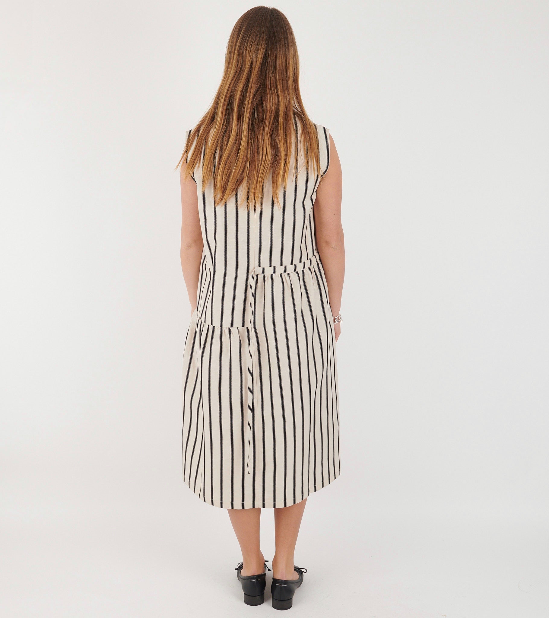 Mismatch Dress Creme Black Stripe