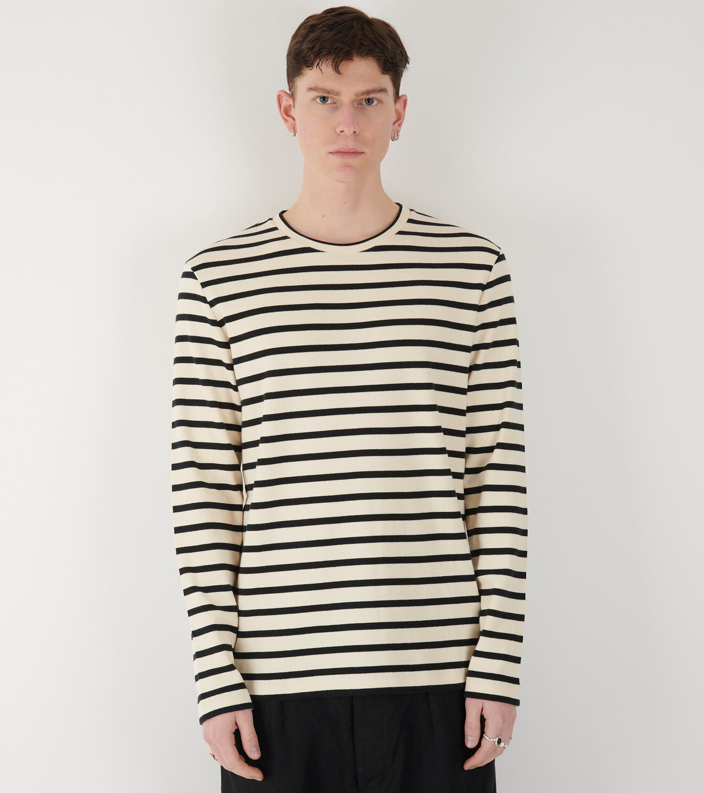 Striped L/S Crew Neck T-shirt Off-white/Black