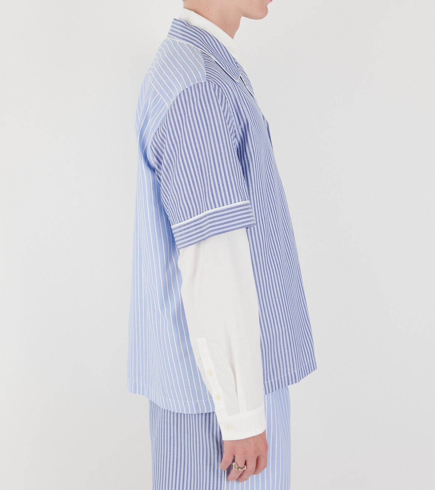 Wall Street Short Sleeve Shirt Blue Stripes One