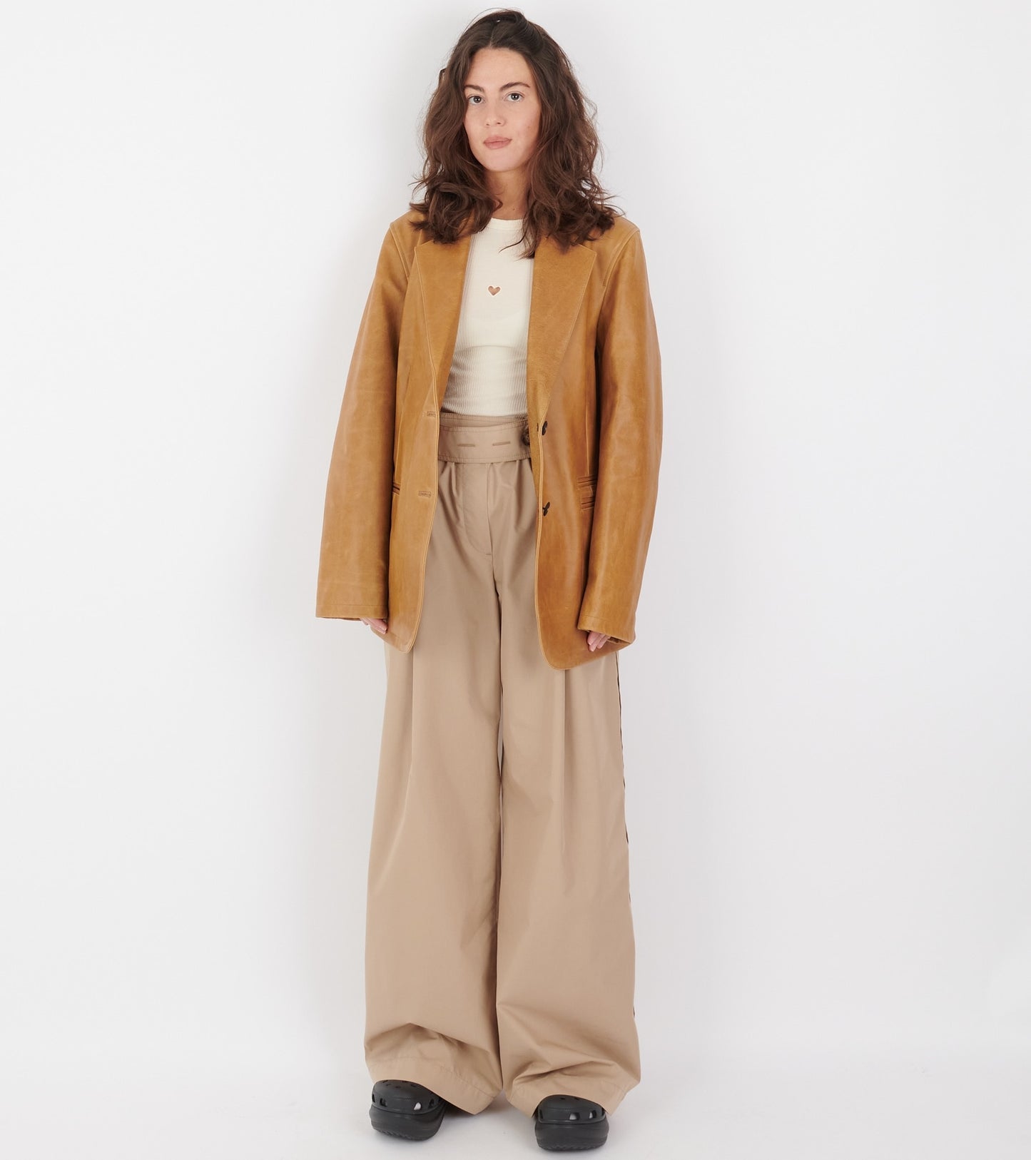 W Opening Blazer Burnt Sugar Leather