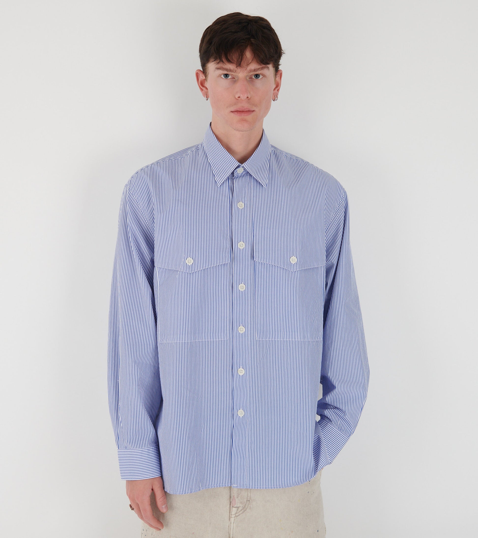 X dr. Adams Note Shirt Blue Stripe