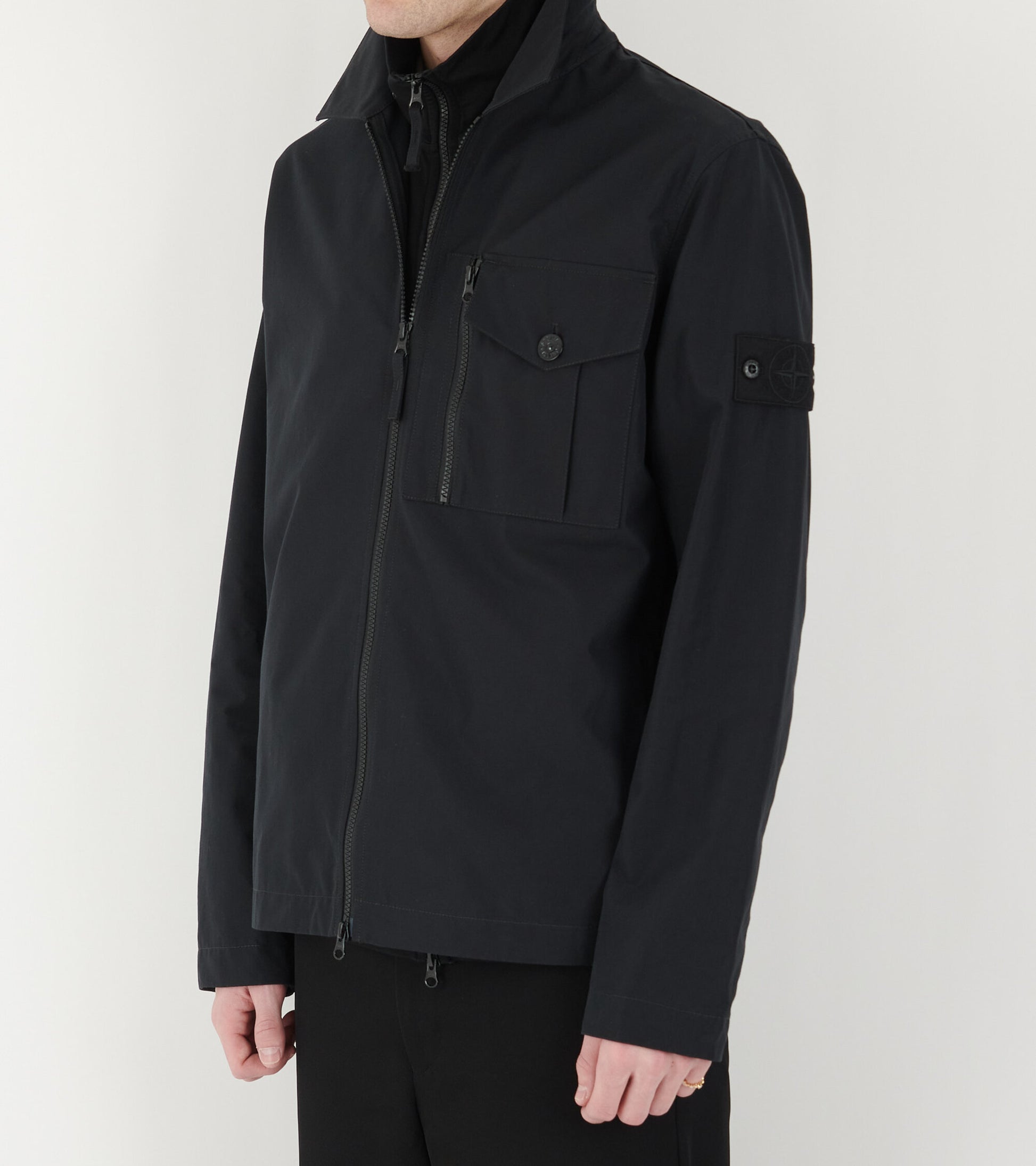 Ghost Cotton Zip Overshirt Black