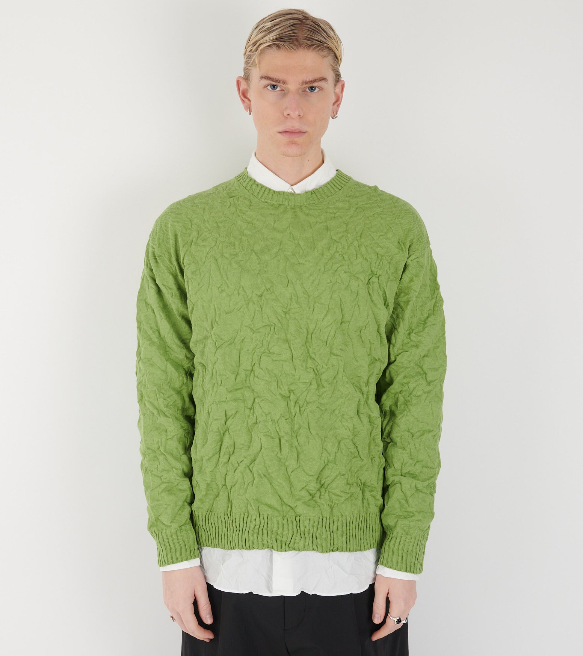 Wrinkled Dry Cotton Knit P/O Sage Green
