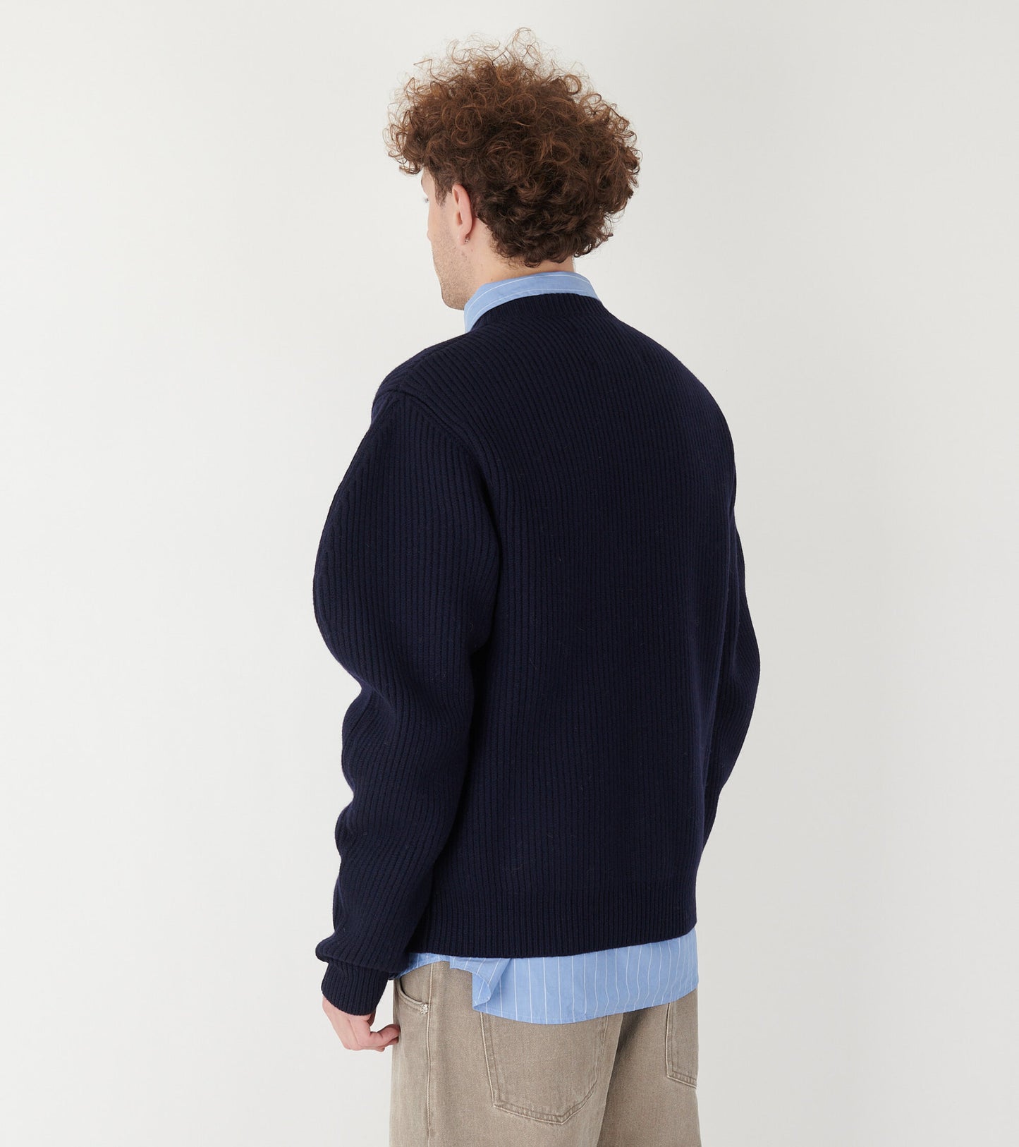 Engineered Boiled Wool Knit Navy