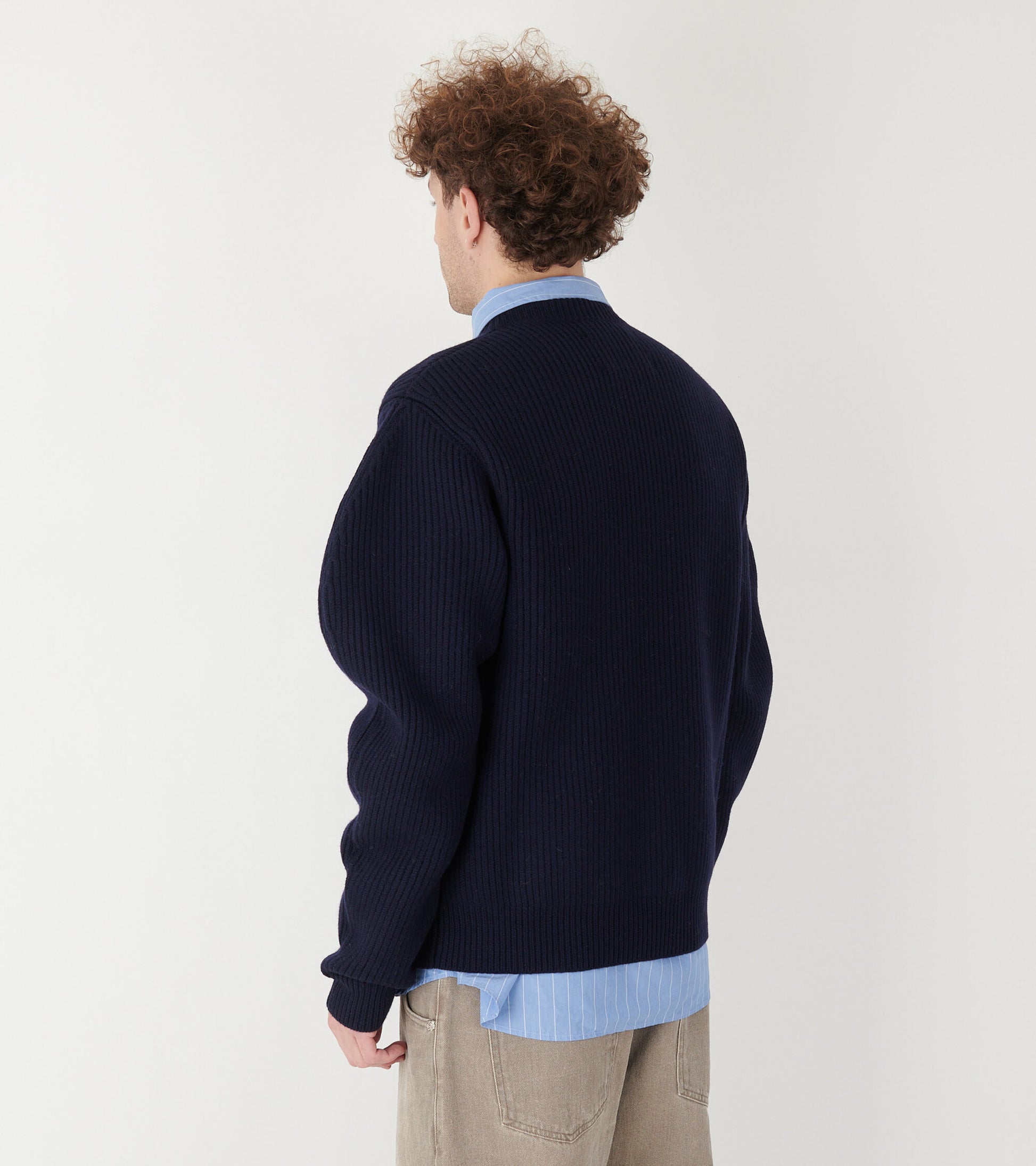 Engineered Boiled Wool Knit Navy