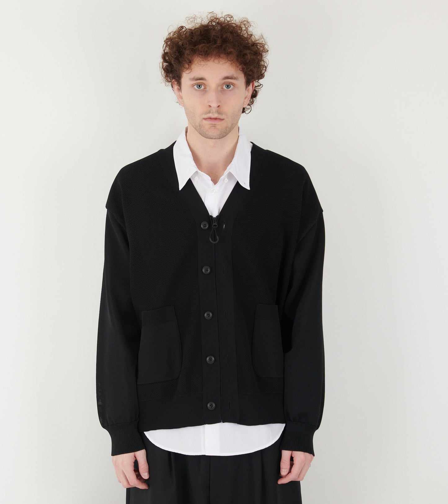 Zip Button Cardigan Black