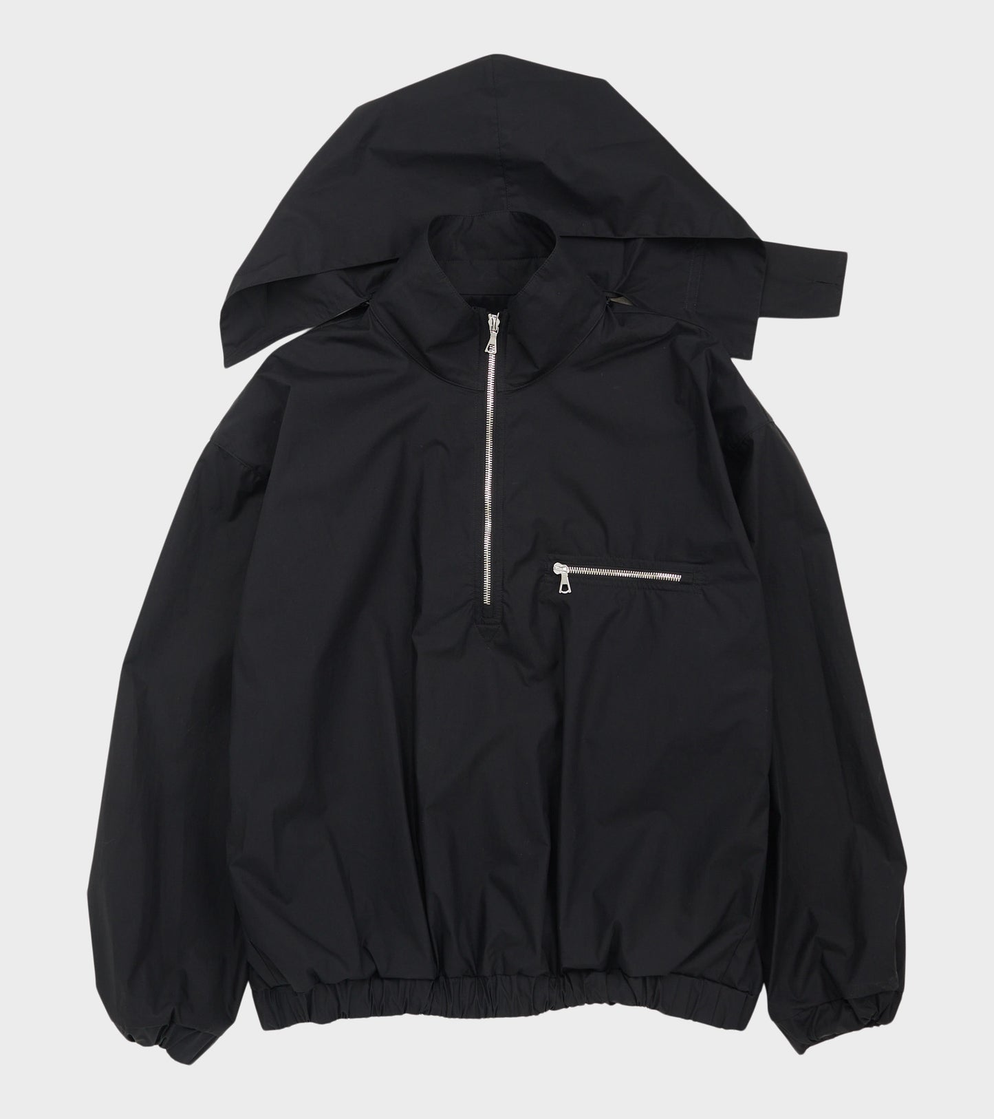 Waxed Poplin Windbreaker Black