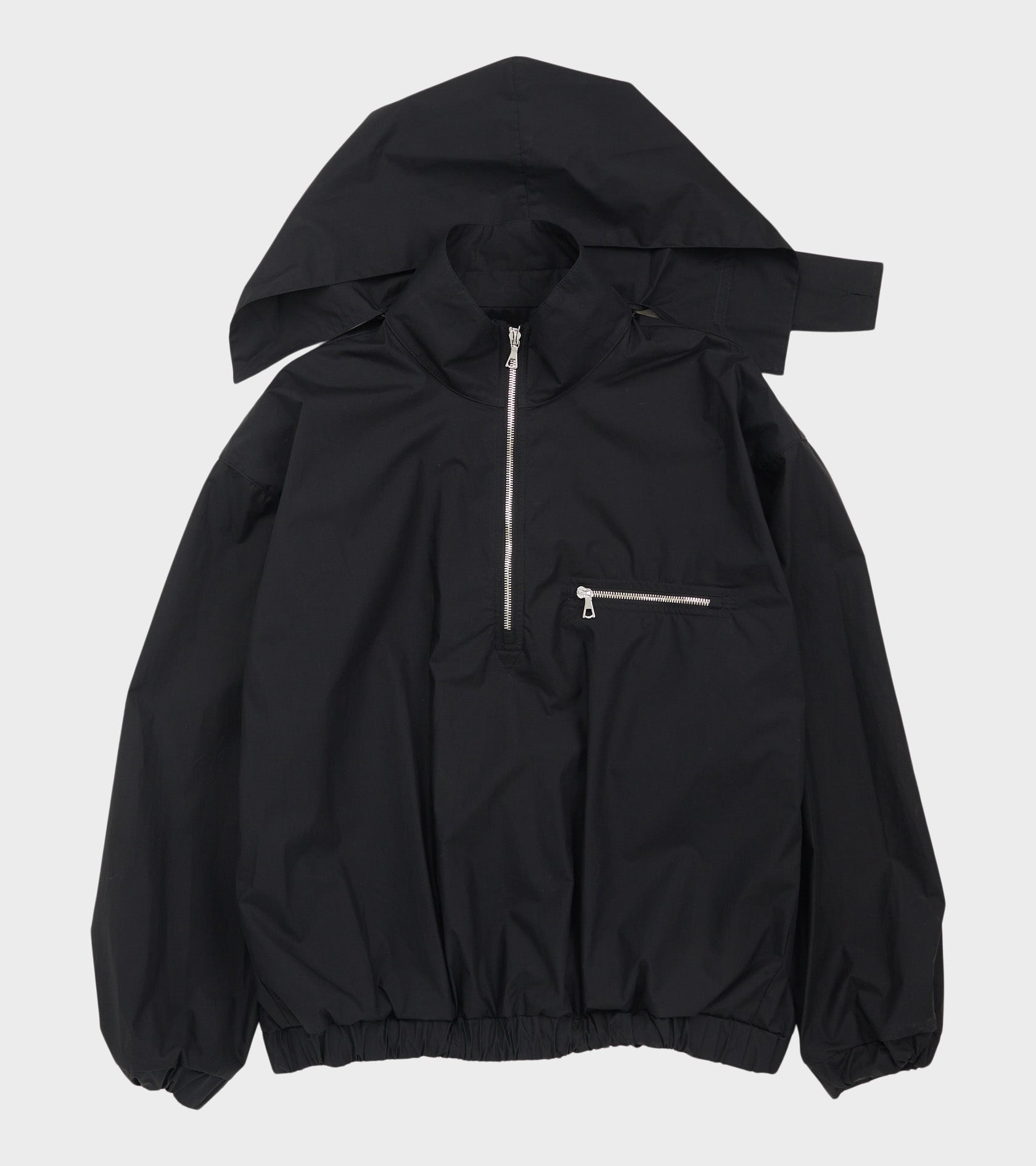 Waxed Poplin Windbreaker Black