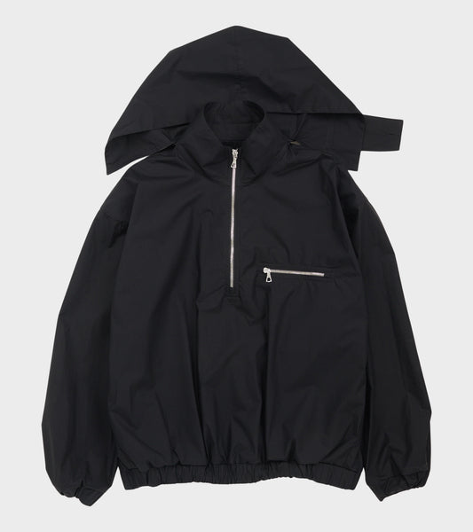 Waxed Poplin Windbreaker Black