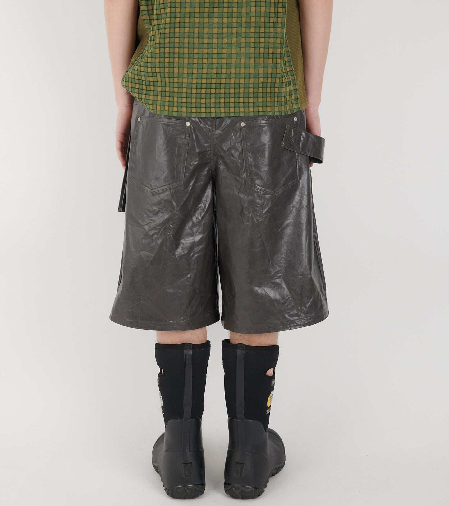 Sunbird Panel Leather Shorts Grey