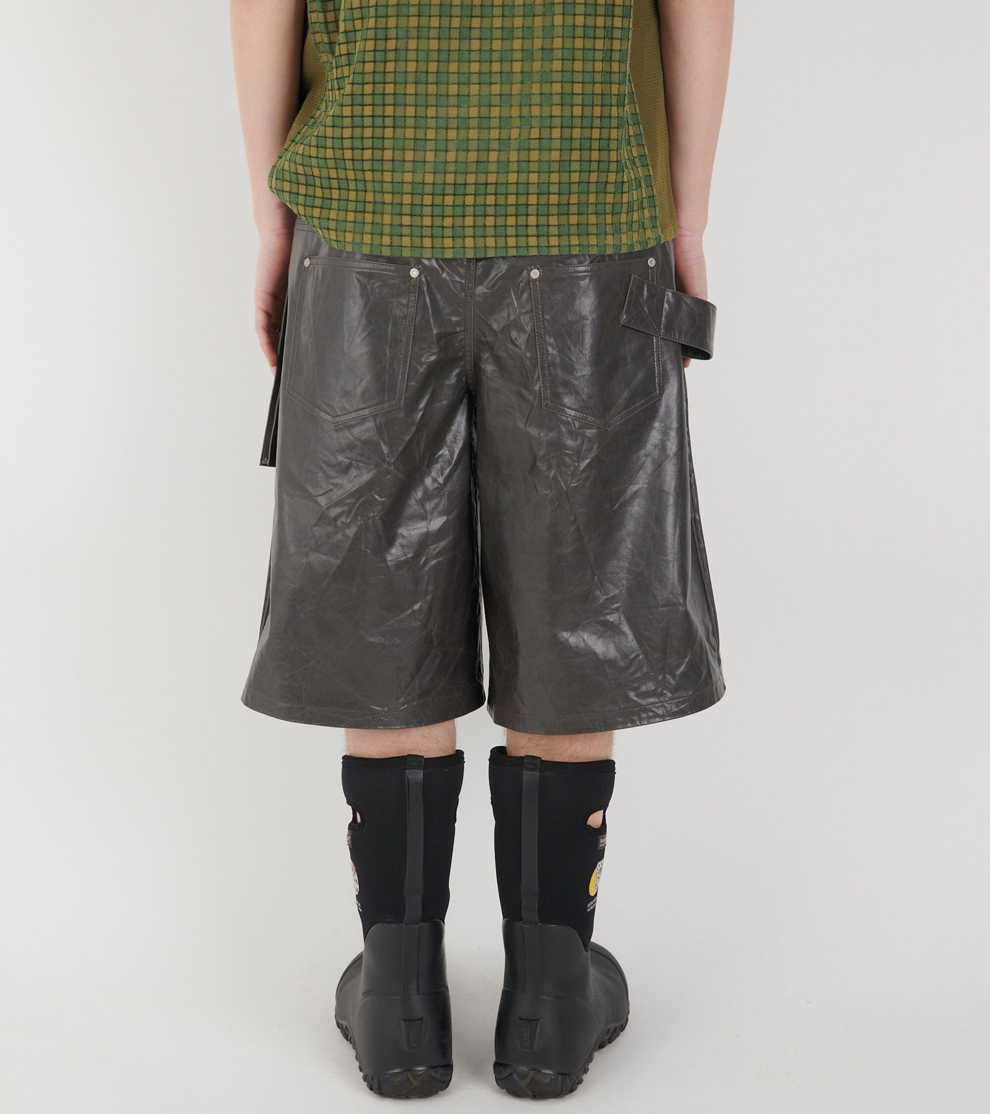Sunbird Panel Leather Shorts Grey