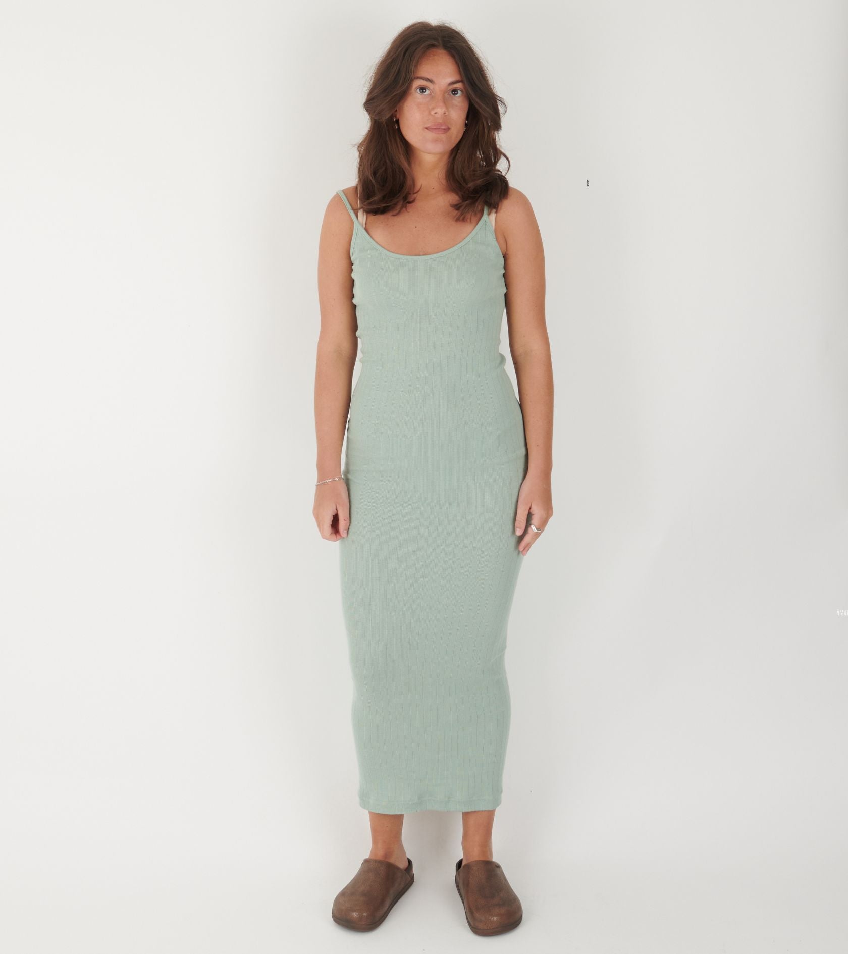 101 Strap Rib Dress Stone Green
