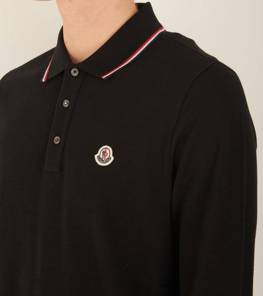 L/S Logo Stripe Polo Black