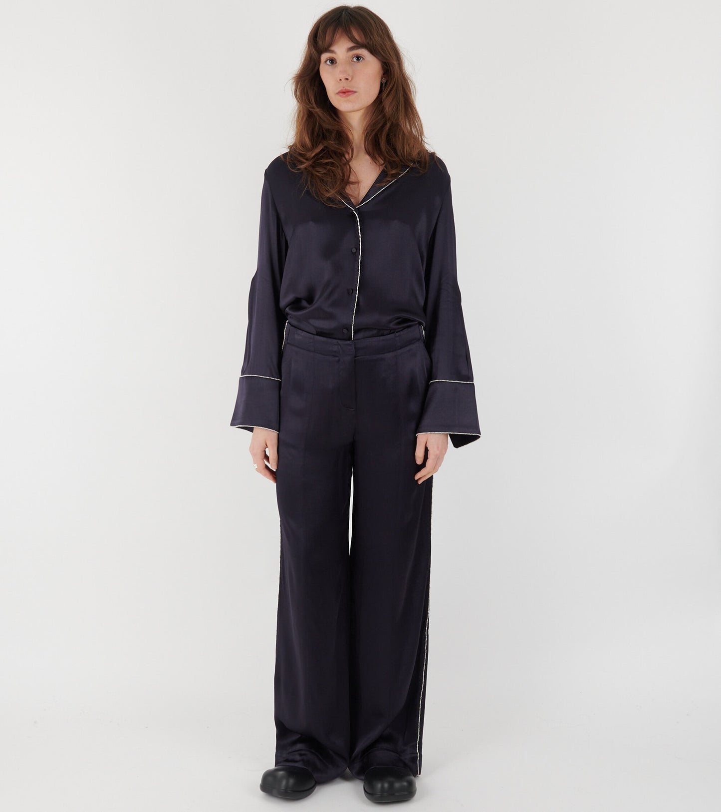 Phoebe Satin Shirt Midnight