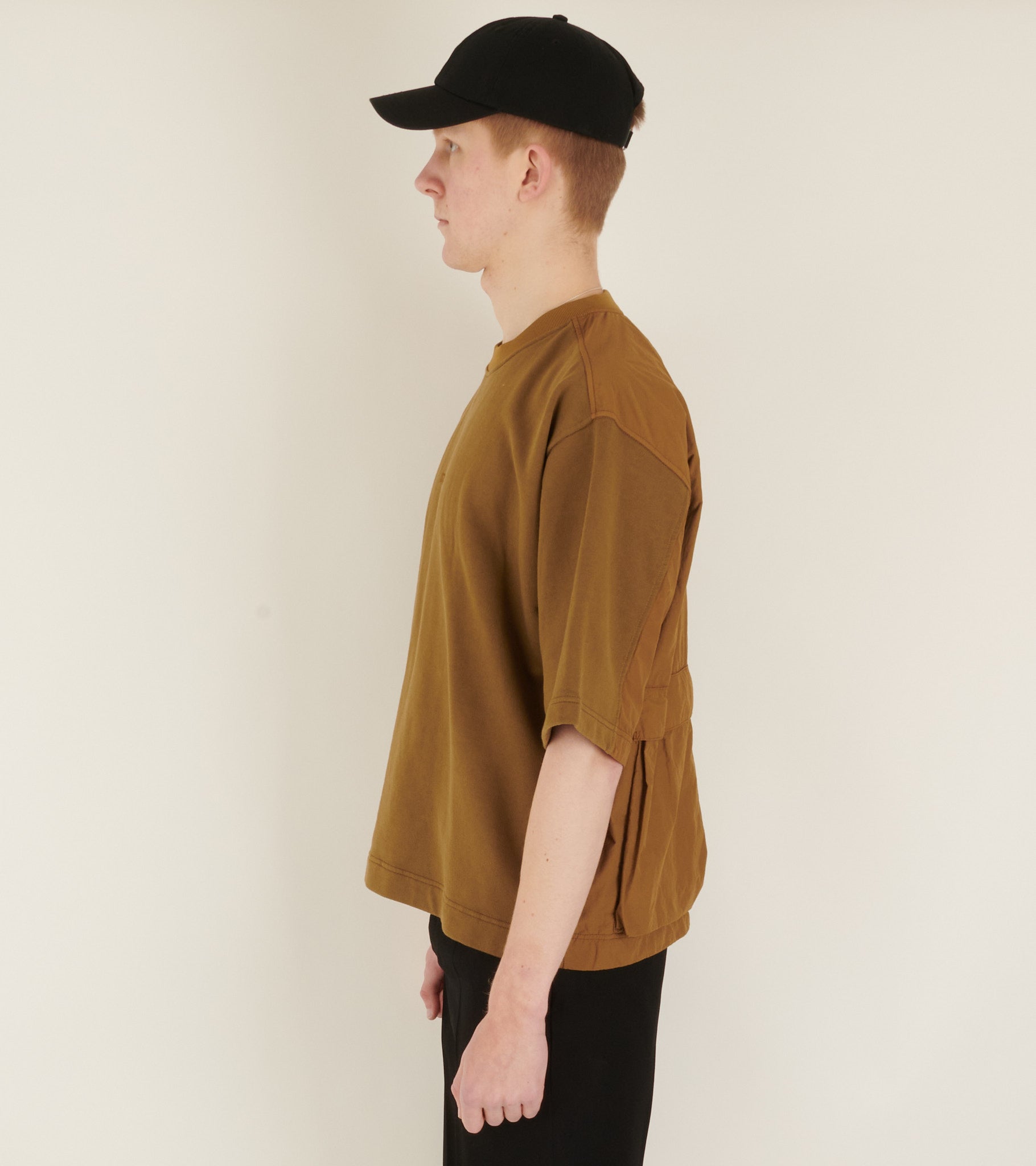 Nylon Back S/S Sweatshirt Cinnamon Brown