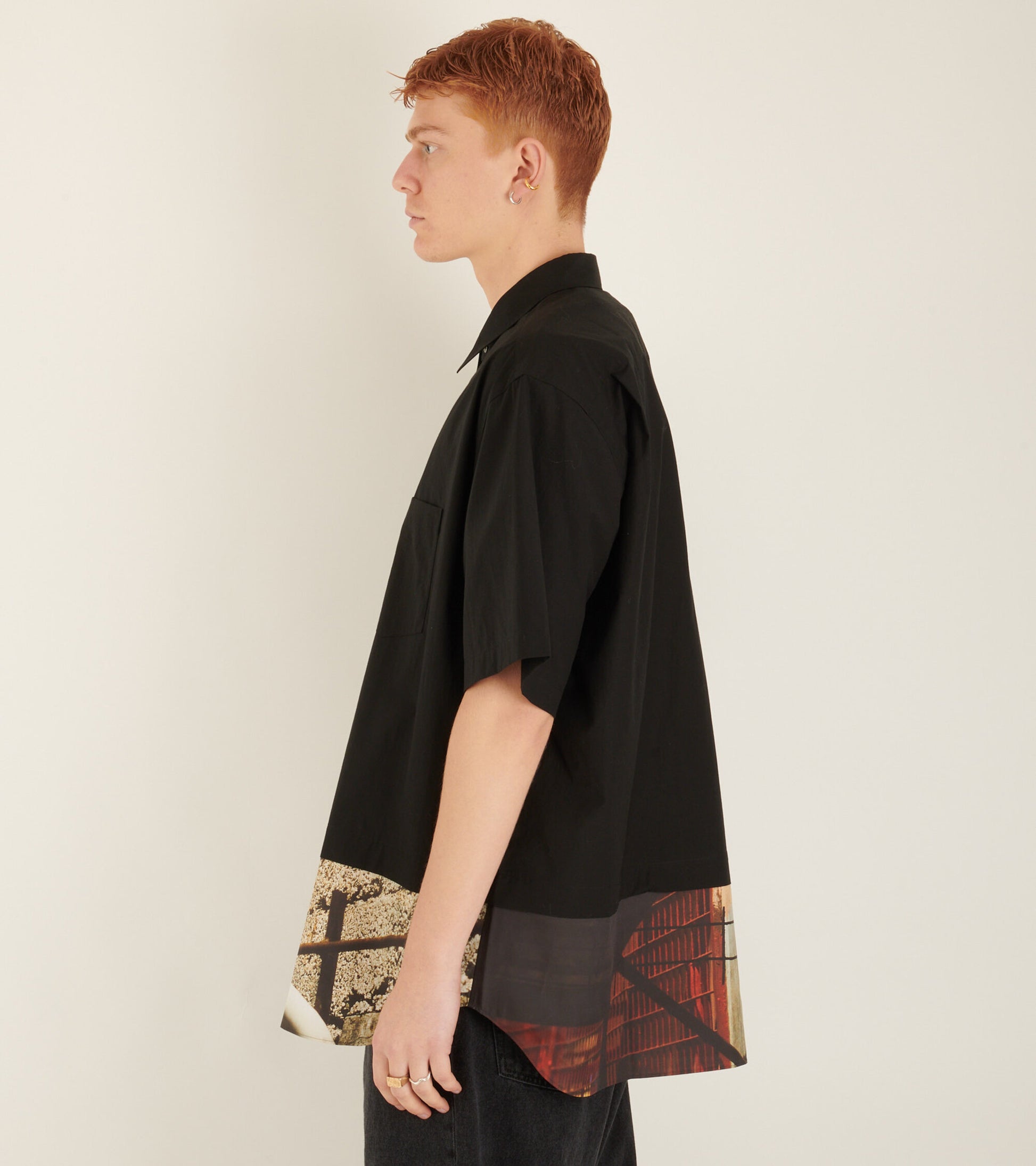 S/S Boxy Print Shirt Black