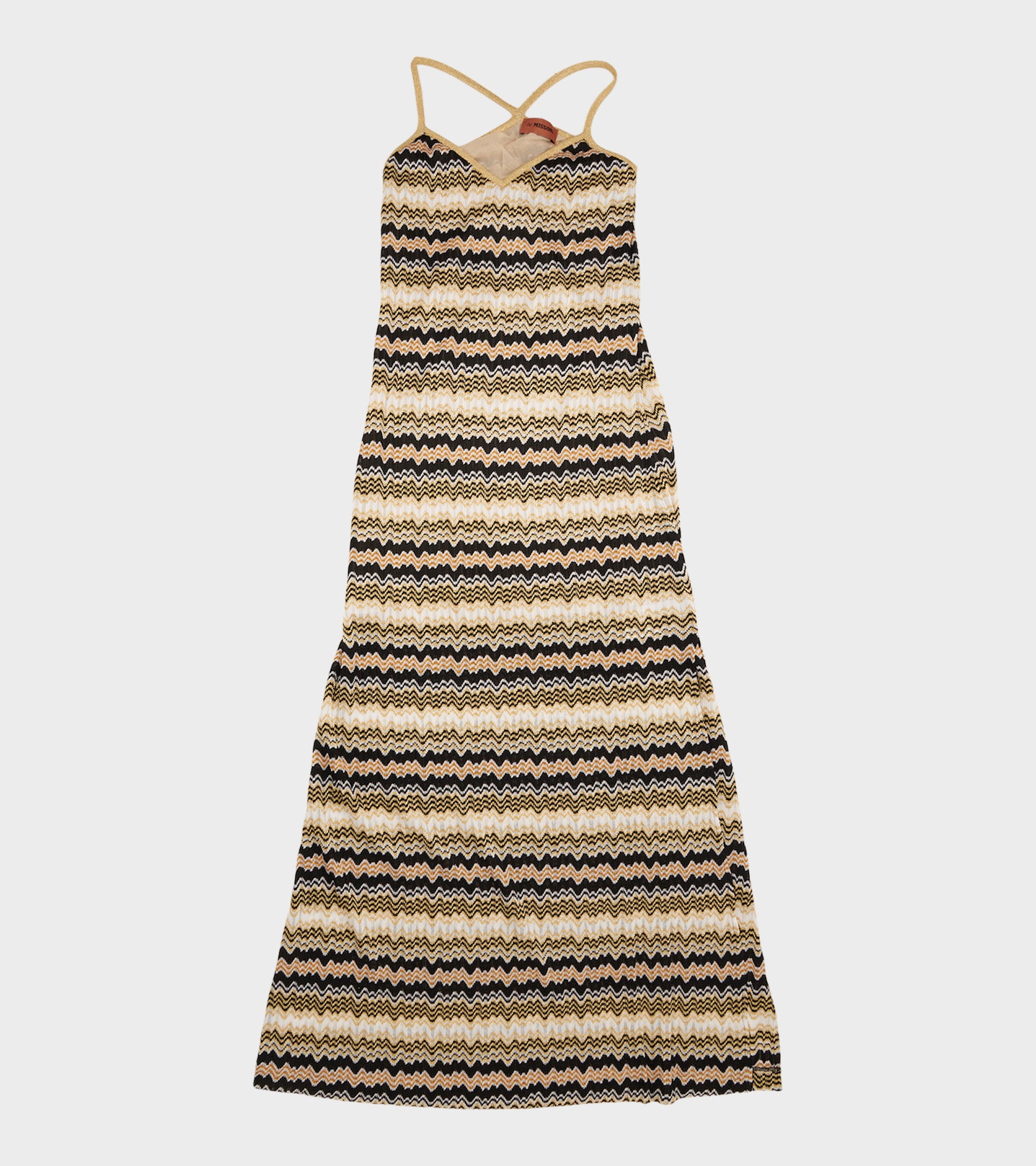 Long Lurex Dress Gold/White/Black