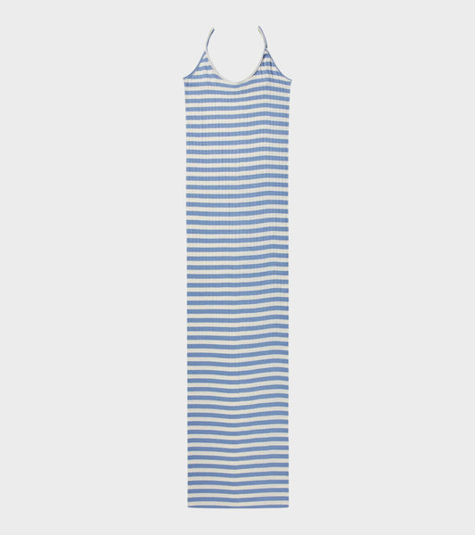 101 Strap Rib Dress Light Blue/Ecru