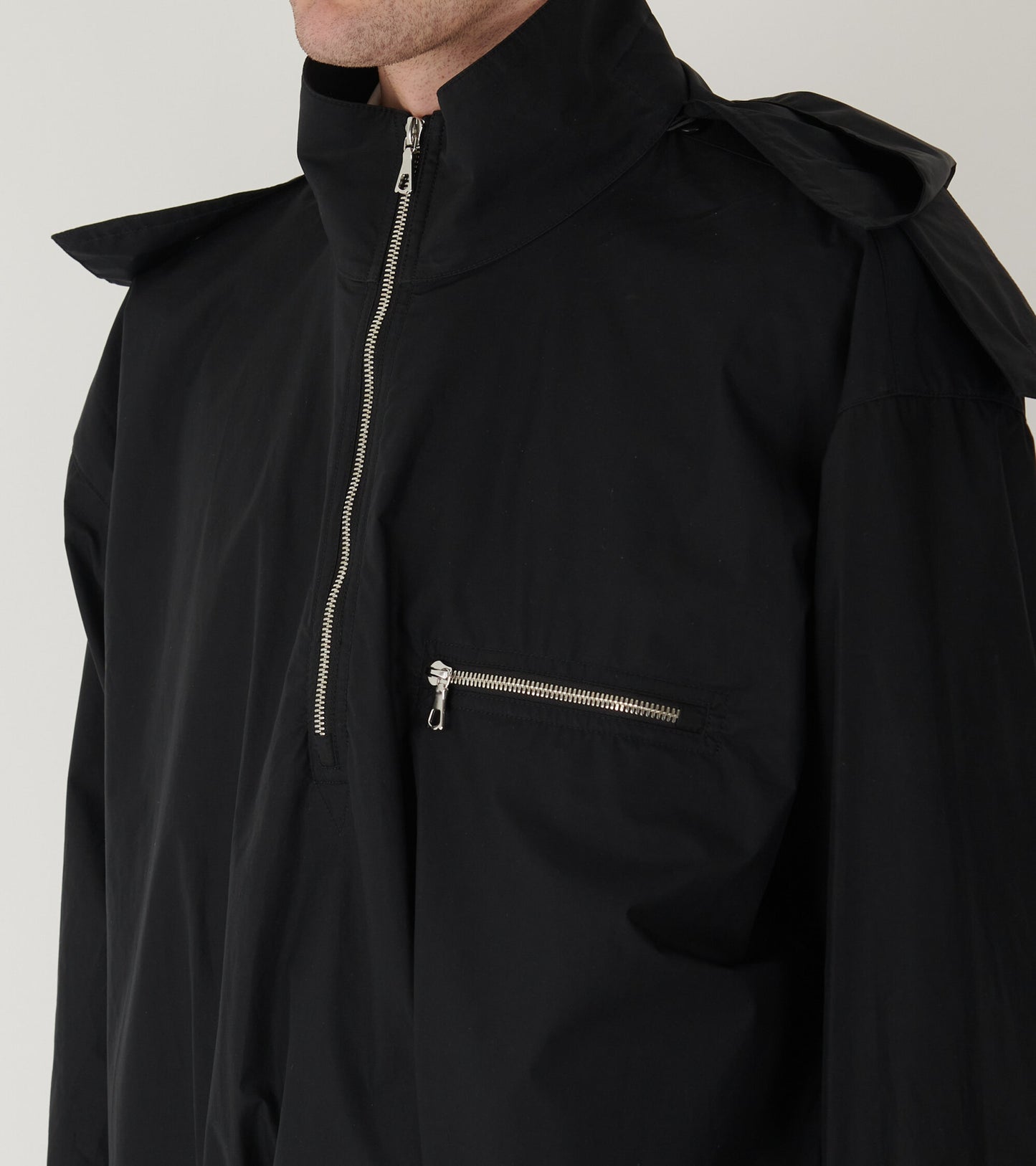 Waxed Poplin Windbreaker Black