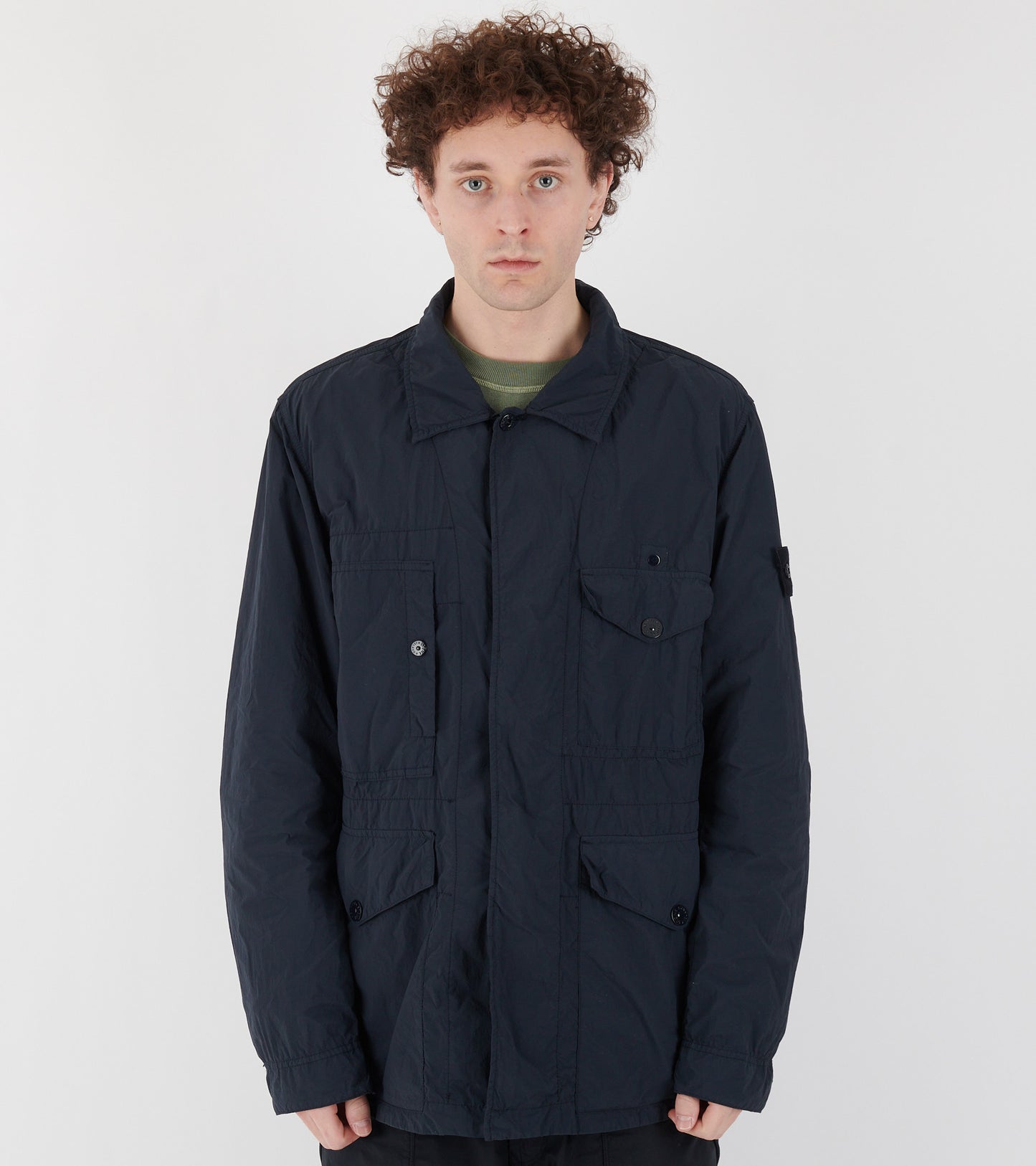 Nylon Smerigliato Ghost Piece Overshirt Navy