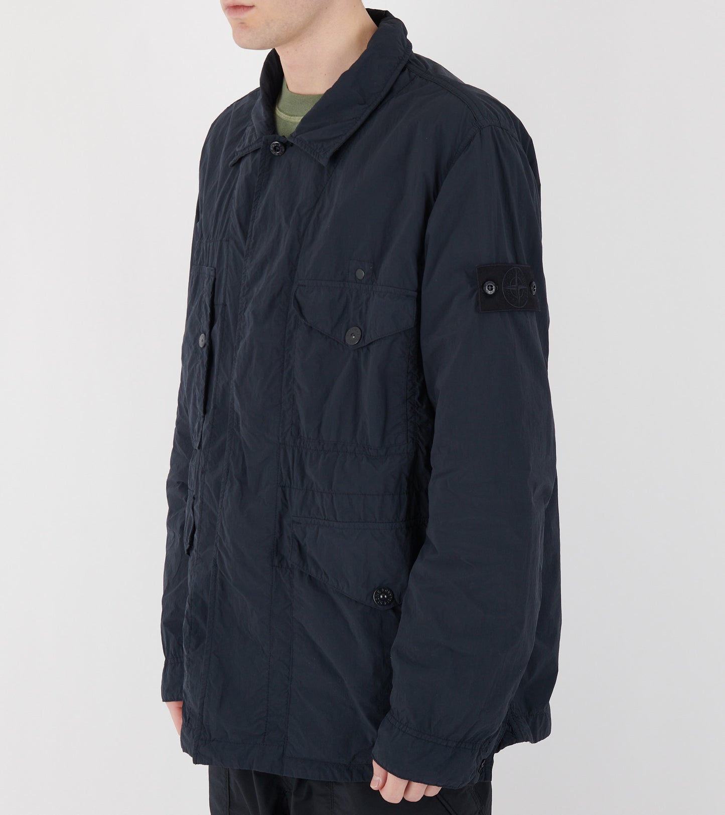 Nylon Smerigliato Ghost Piece Overshirt Navy