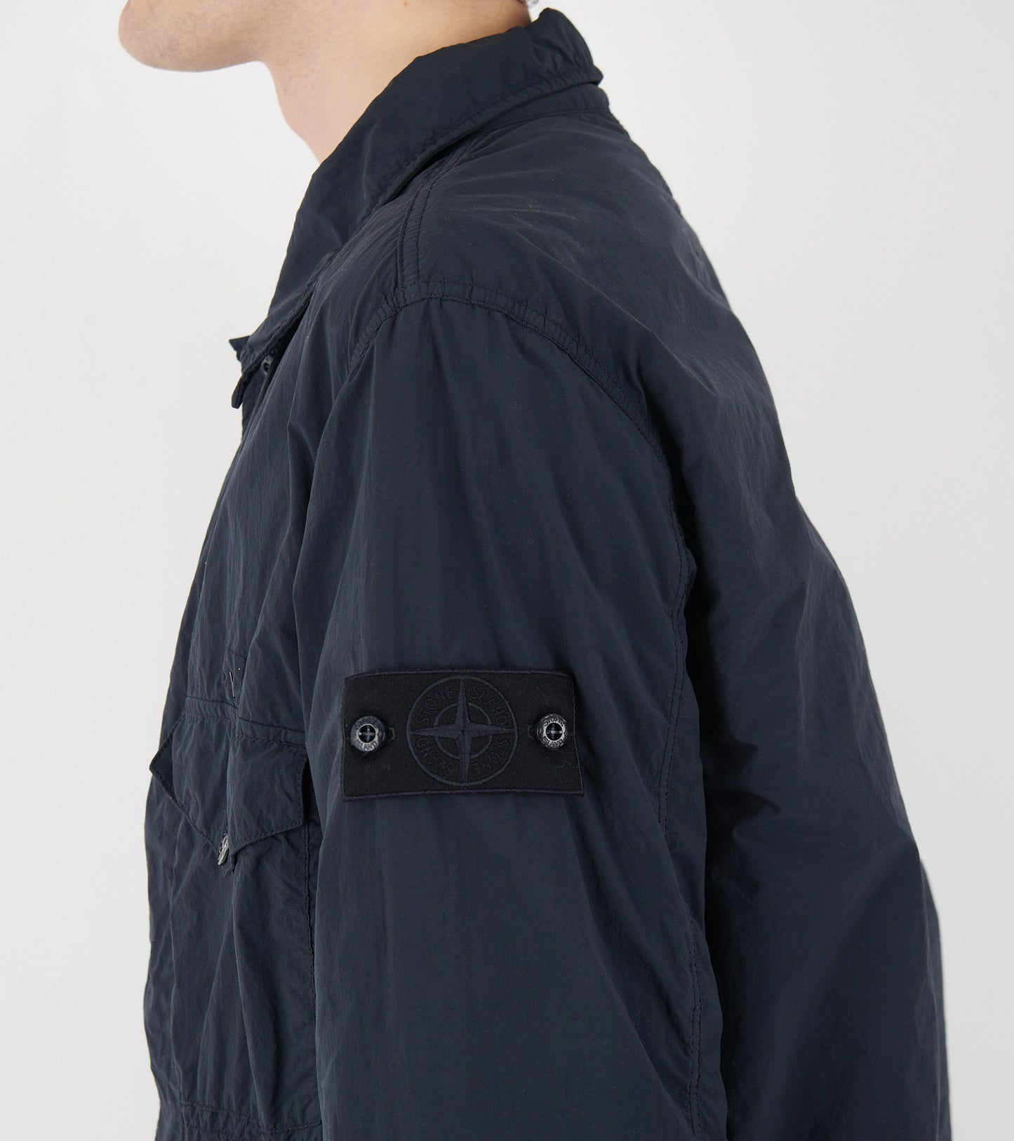 Nylon Smerigliato Ghost Piece Overshirt Navy