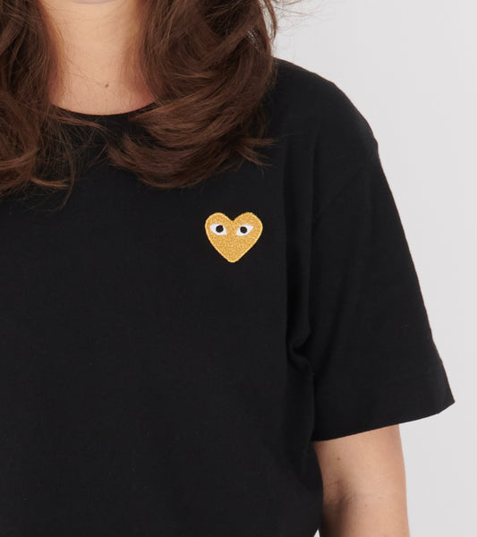 U T-shirt Gold Heart Black