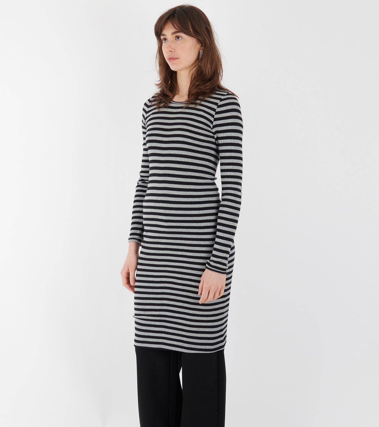 101 John Rib Dress Black/Grey Melange