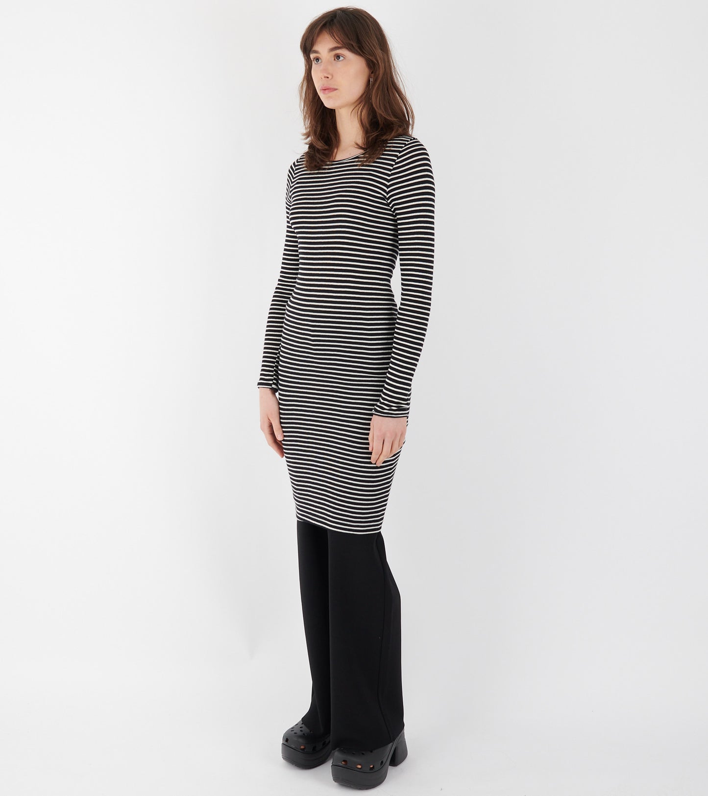 101 John Rib Dress Black/Ecru
