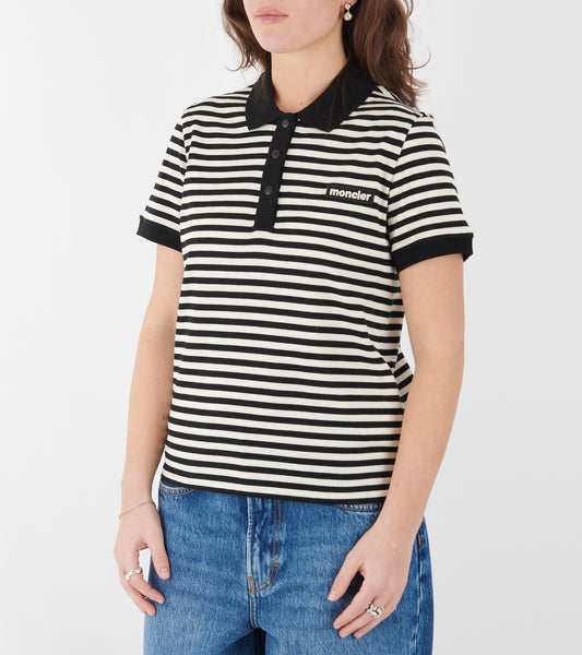 Striped Logo Polo Black/White