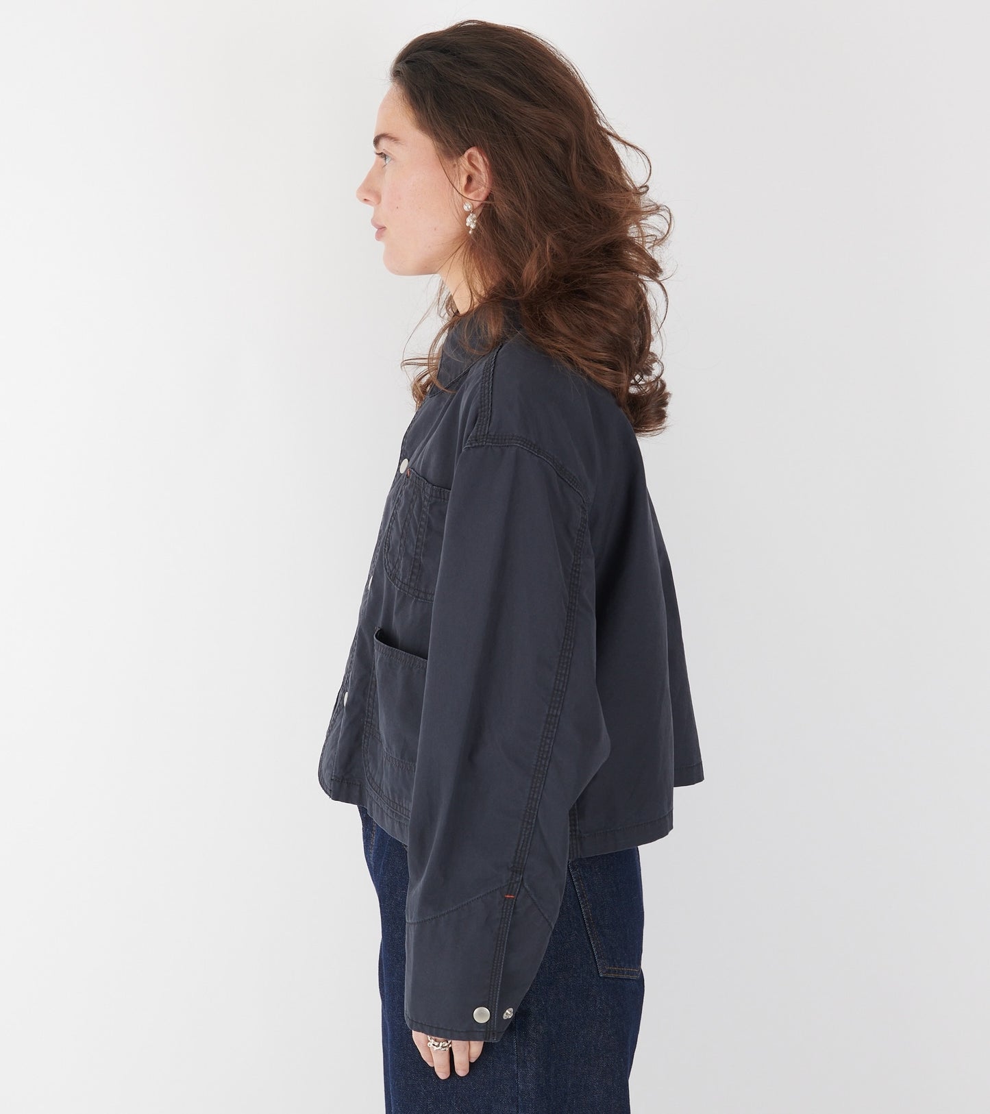 Short Cotton Canvas Jacket Washed Black