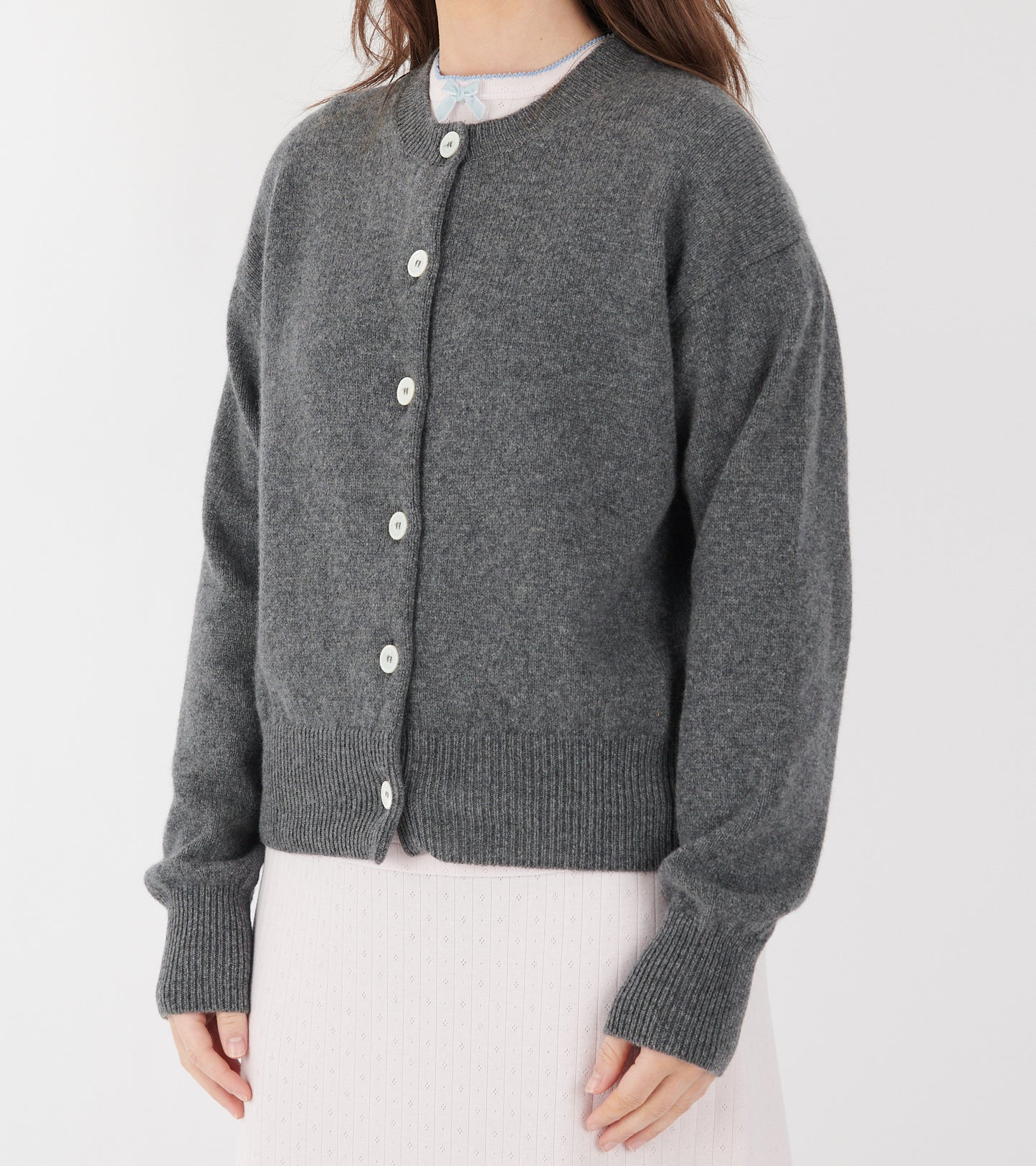 Ada Crewneck Cardigan Derby Grey