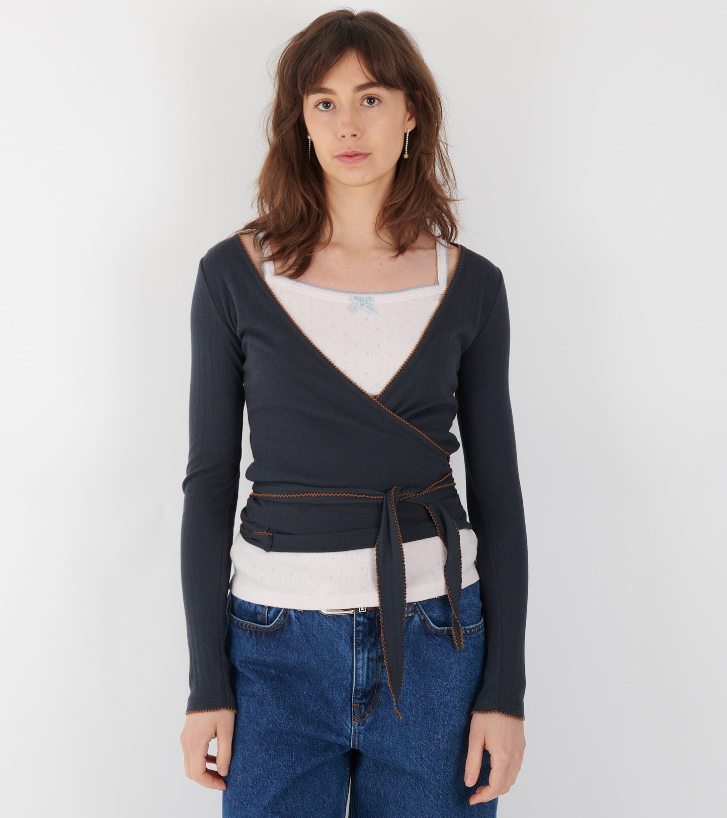 Caro Wrap Top Navy