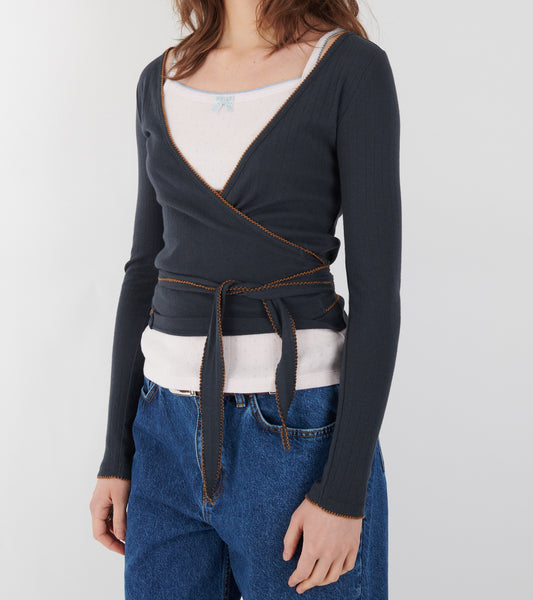 Caro Wrap Top Navy