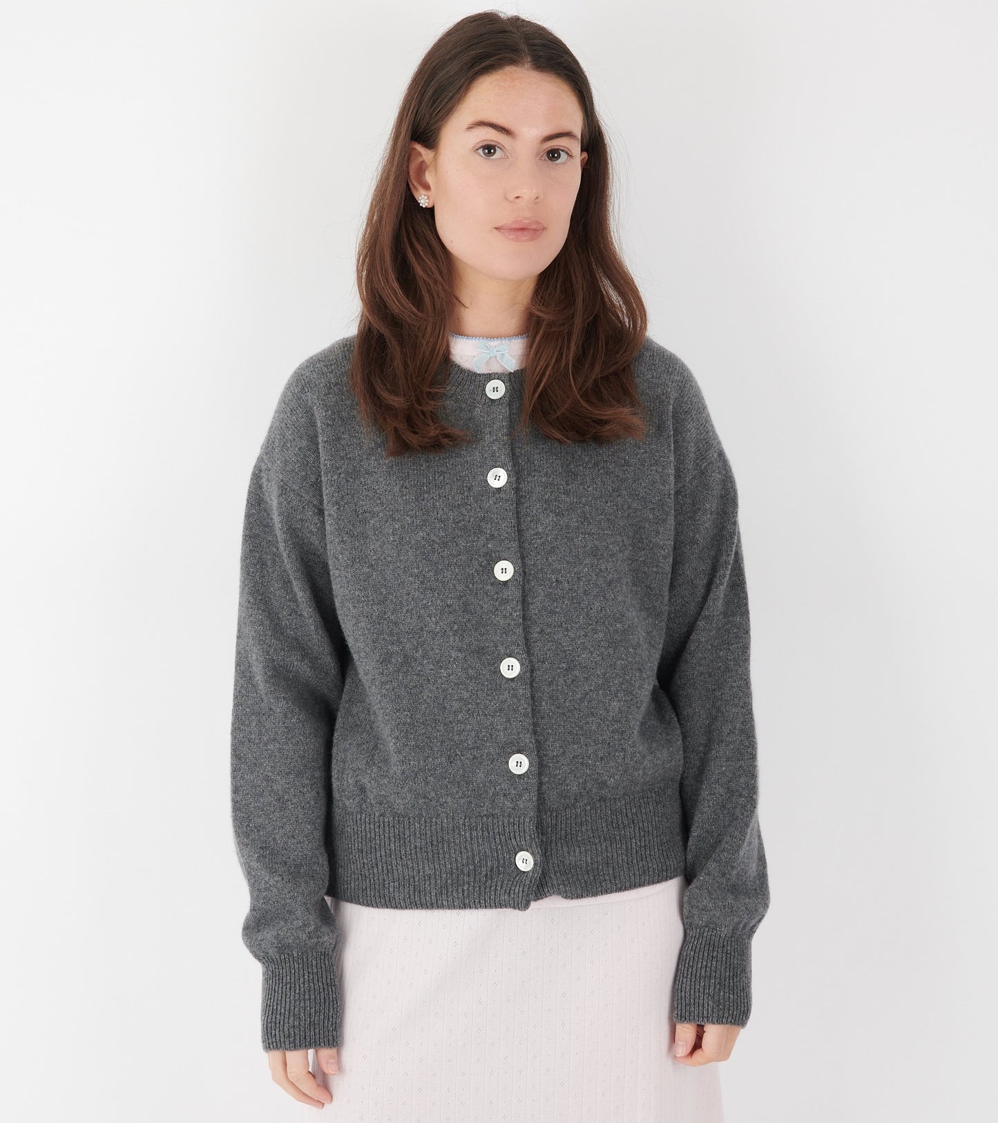 Ada Crewneck Cardigan Derby Grey