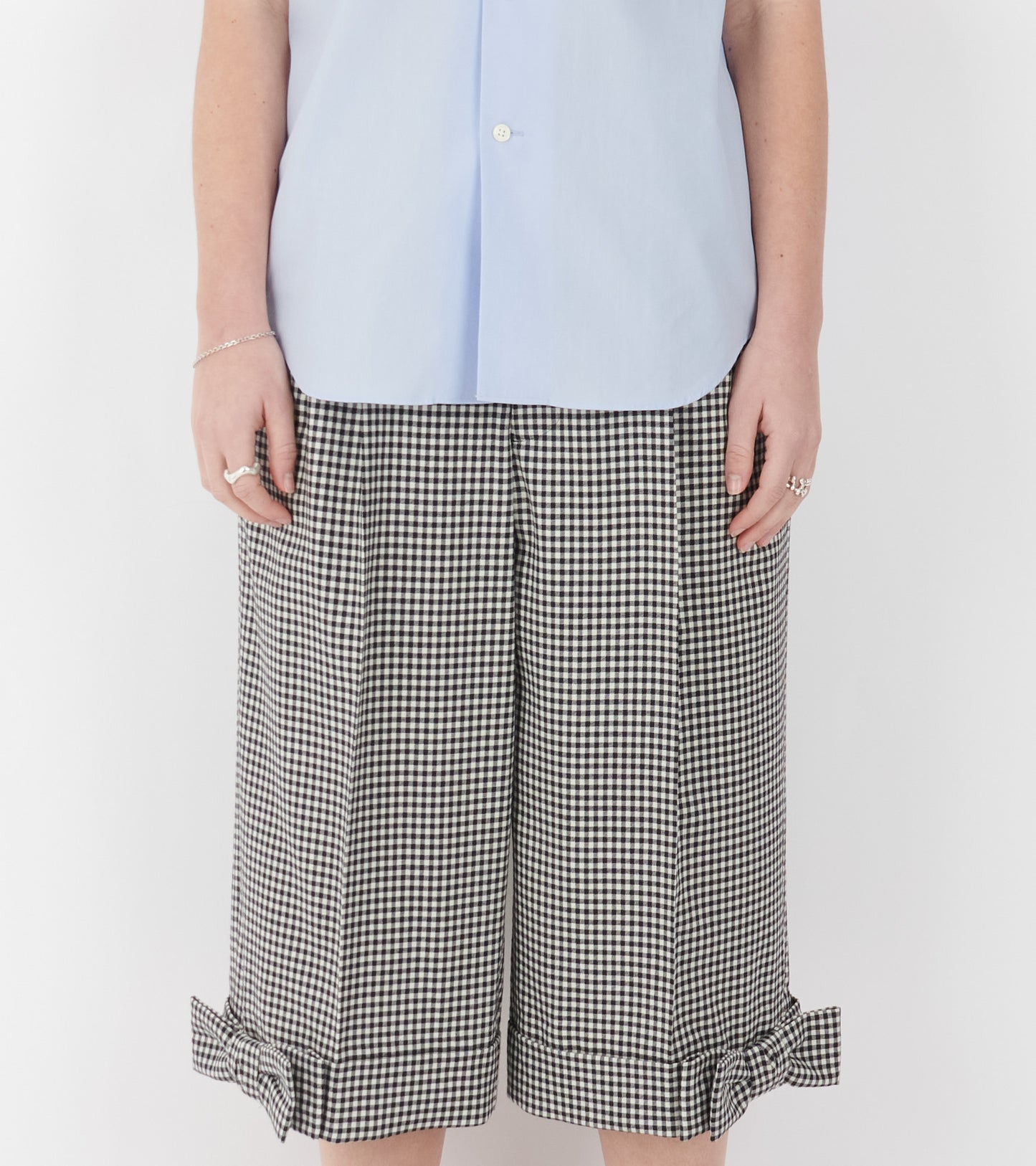 Checkered Long Bow Shorts Black/White