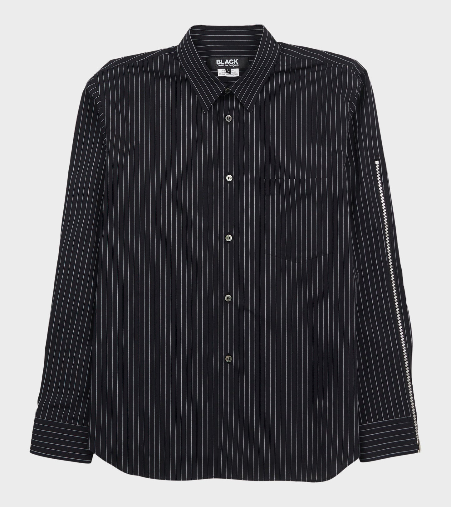 Striped Zip Shirt Black/White