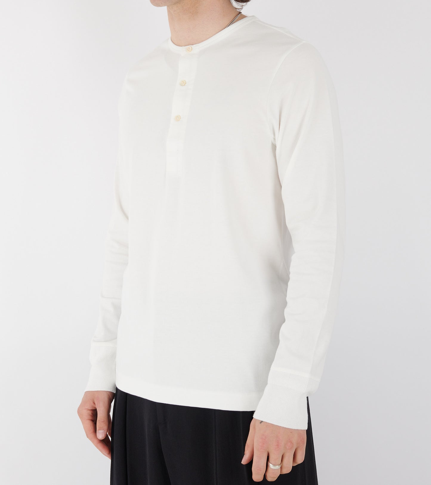 206 Men's Loopwheeled Henley Shirt White
