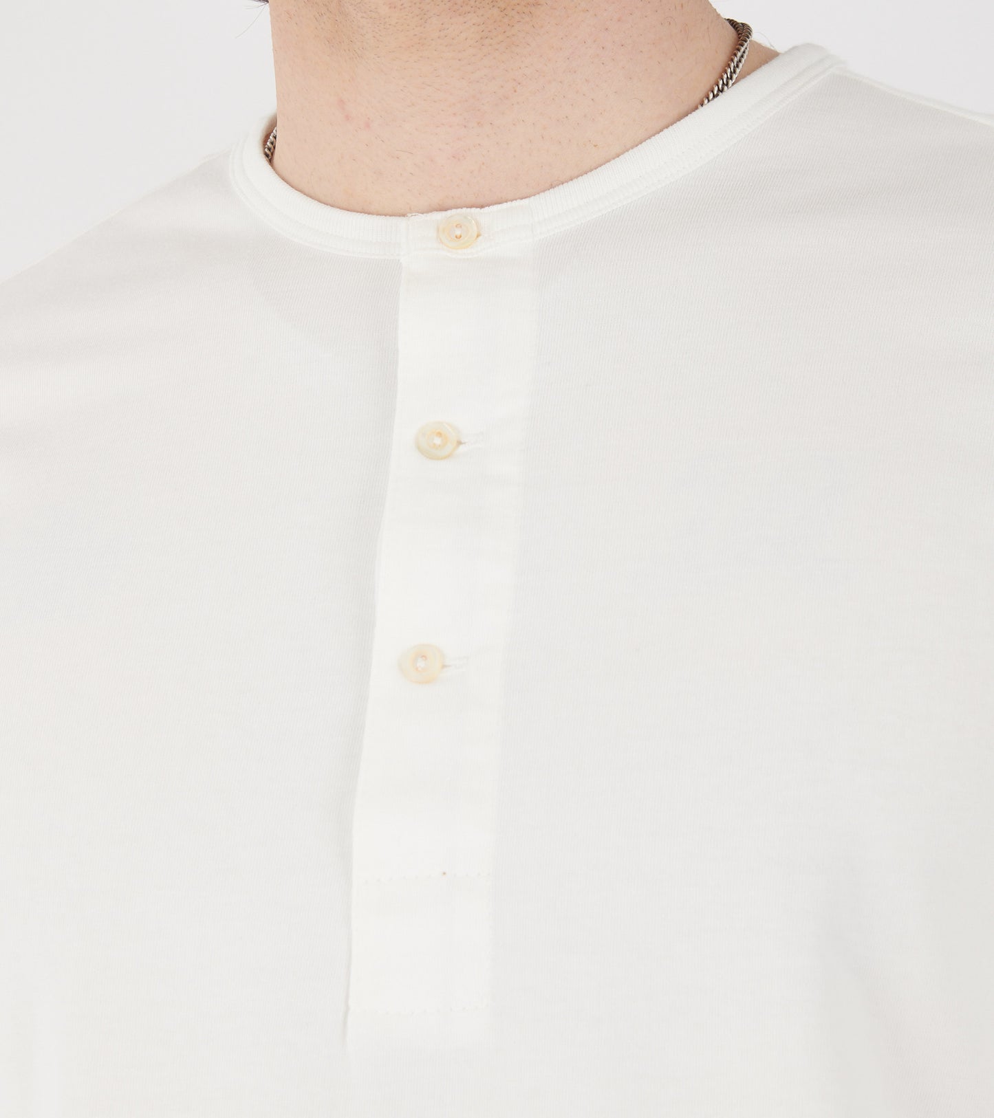 206 Men's Loopwheeled Henley Shirt White