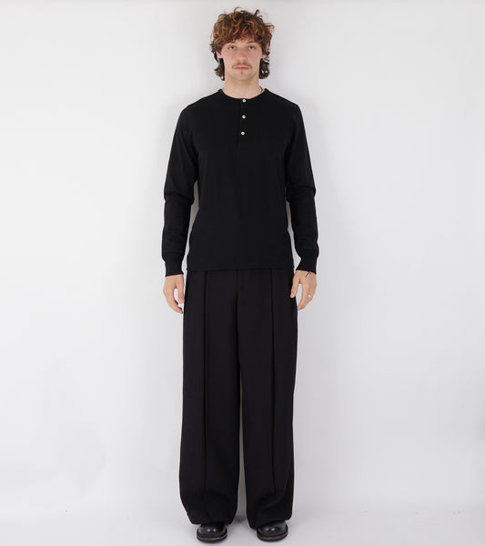 206 Men's Loopwheeled Henley Shirt Deep Black
