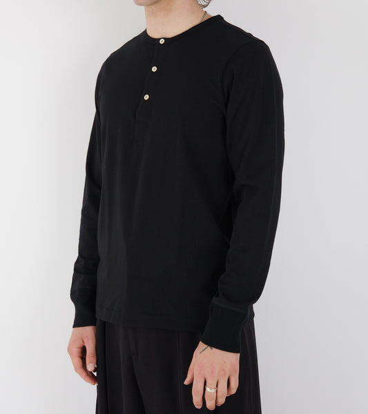 206 Men's Loopwheeled Henley Shirt Deep Black