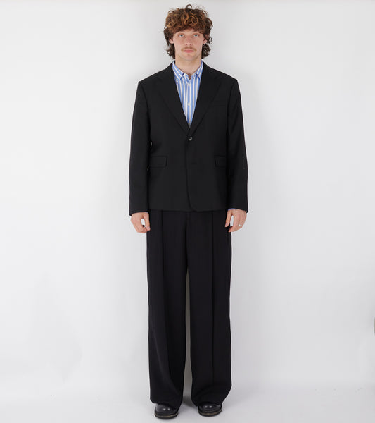 Single Breasted Blazer Black Tropical Wool