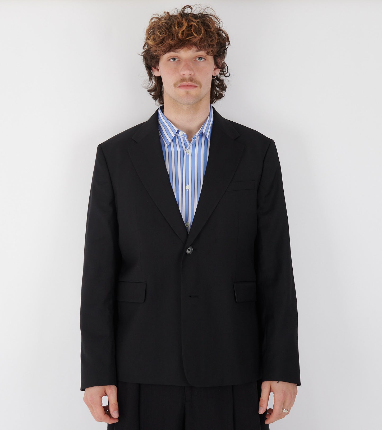 Single Breasted Blazer Black Tropical Wool