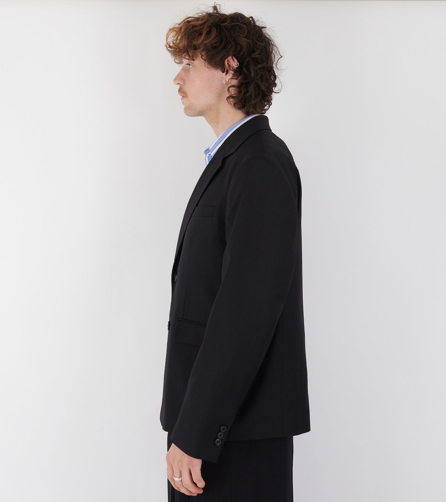 Single Breasted Blazer Black Tropical Wool