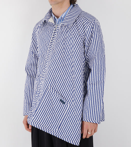 Lavenham Asymmetrical Striped Padded Cotton Jacket Blue/White