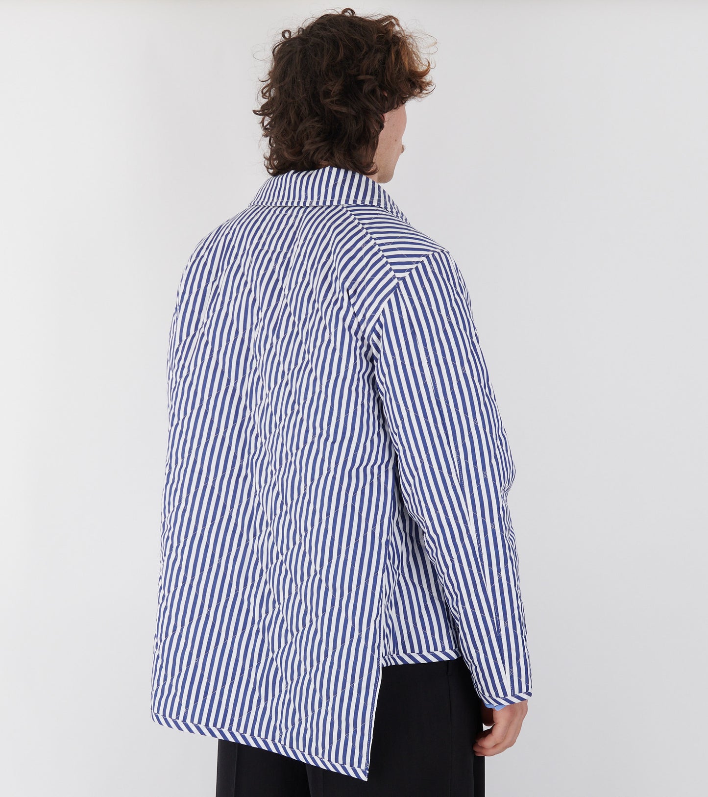 Lavenham Asymmetrical Striped Padded Cotton Jacket Blue/White