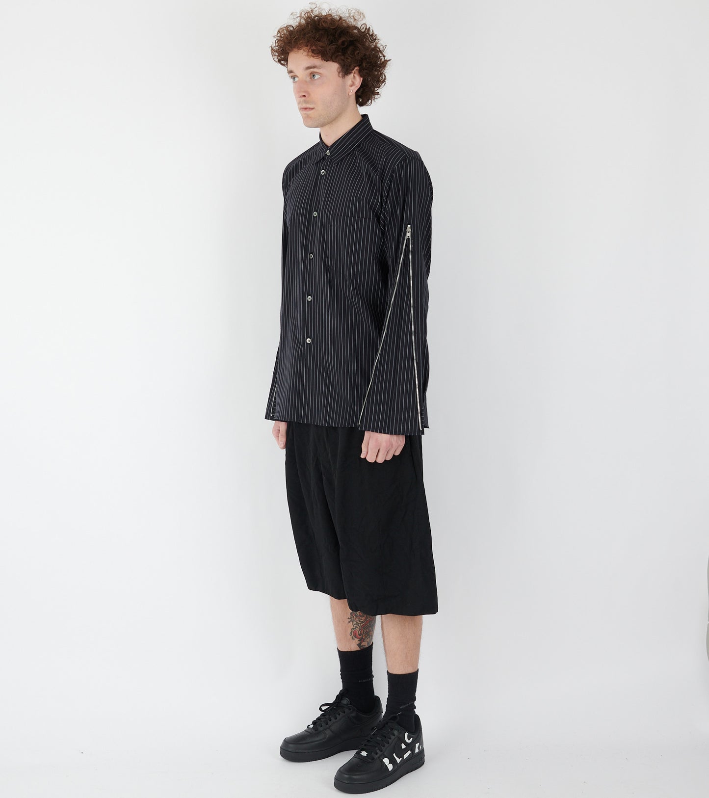 Striped Zip Shirt Black/White