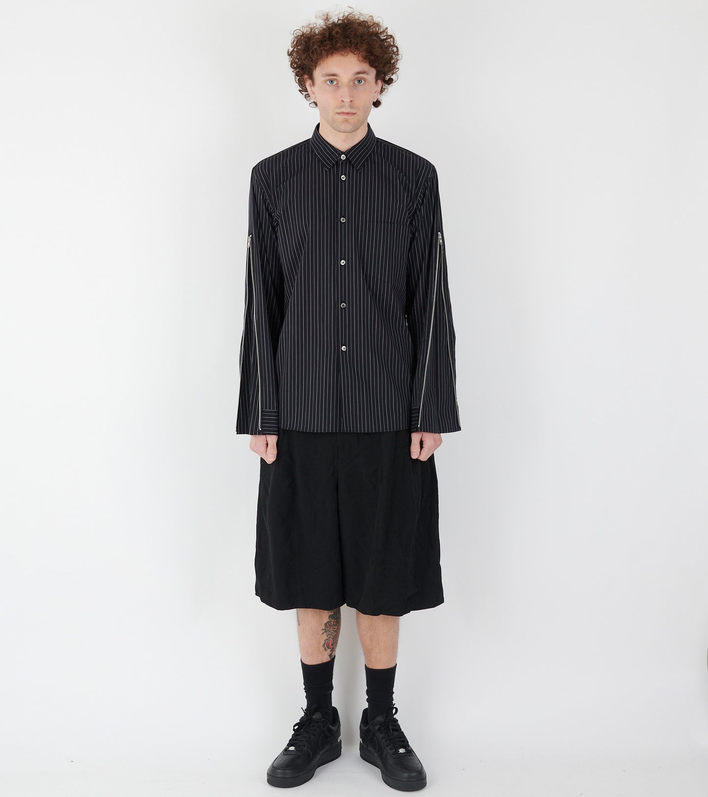 Striped Zip Shirt Black/White