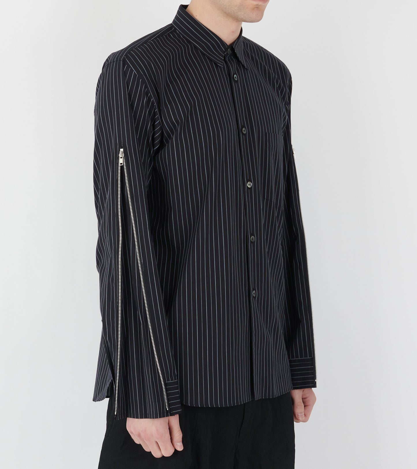 Striped Zip Shirt Black/White